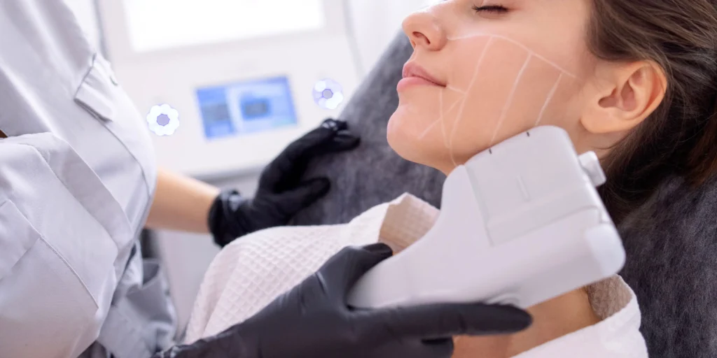 Jawline skin tightening with HIFU ultrasound therapy