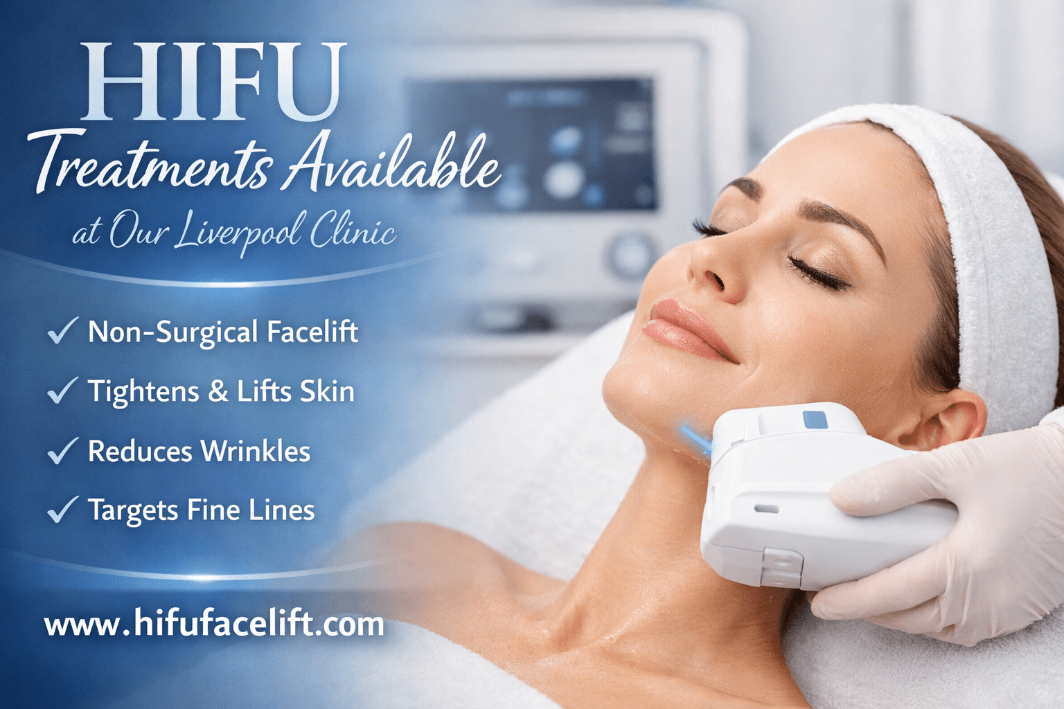 HIFU non-surgical facelift treatment being performed at a Liverpool clinic