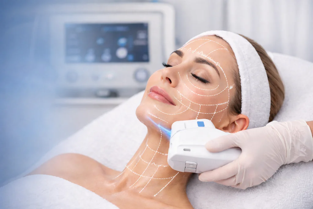 Non-surgical full face lifting using HIFU technology for skin tightening